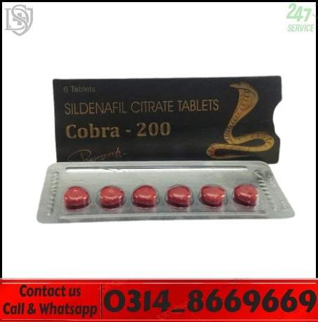 Cobra 200 Mg tablets packaging for men’s performance support
